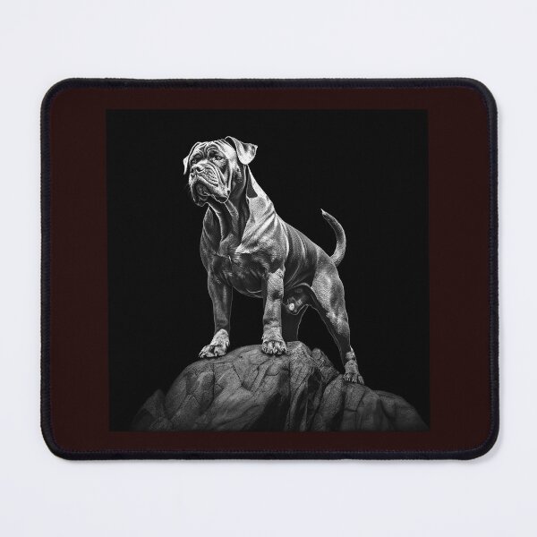 Item preview, Powerful Bulldog on Rock Black and White Dog Illustration designed and sold by inkoutninja.