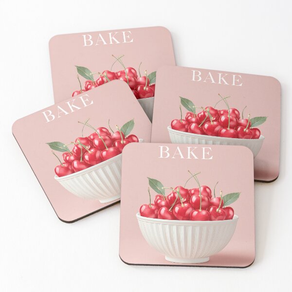 Item preview, Cherry Bake – Cute Fruit Illustration with Sweet Kitchen Typography designed and sold by BobaBunny76.