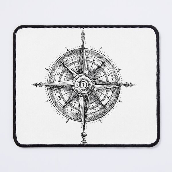 Item preview, Vintage compass rose illustration with detailed navigation design on black background monochrome style designed and sold by khemjiraphoto.