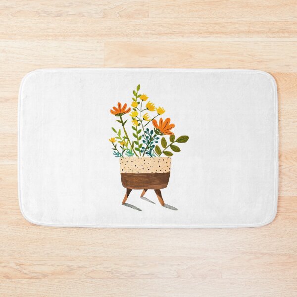 Item preview, Mid Century Modern Floral Planter Illustration | Retro Botanical Art Print designed and sold by Little Bloom Studio.