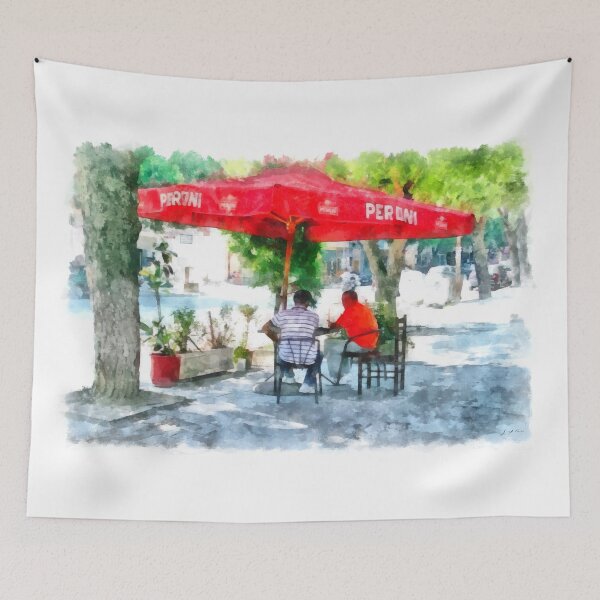 Item preview, Albania: men at the bar under the umbrella at Fier designed and sold by Giuseppe Cocco.