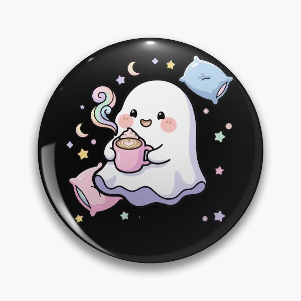 Item preview, Cute Ghost with Pastel Latte designed and sold by Hauntingly Cute.