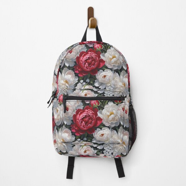 Item preview, Red and White Peonies with Diamonds Floral Seamless Pattern designed and sold by Leylita Design.