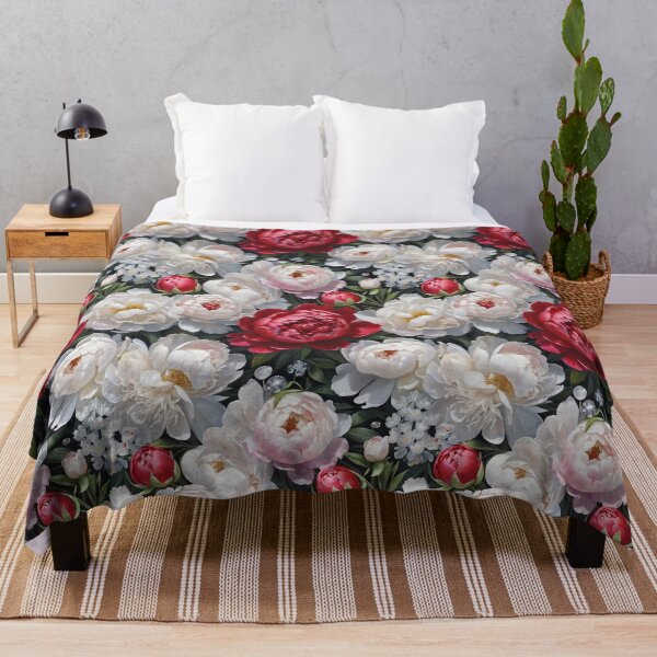 Item preview, Red and White Peonies with Diamonds Floral Seamless Pattern designed and sold by Leylita Design.