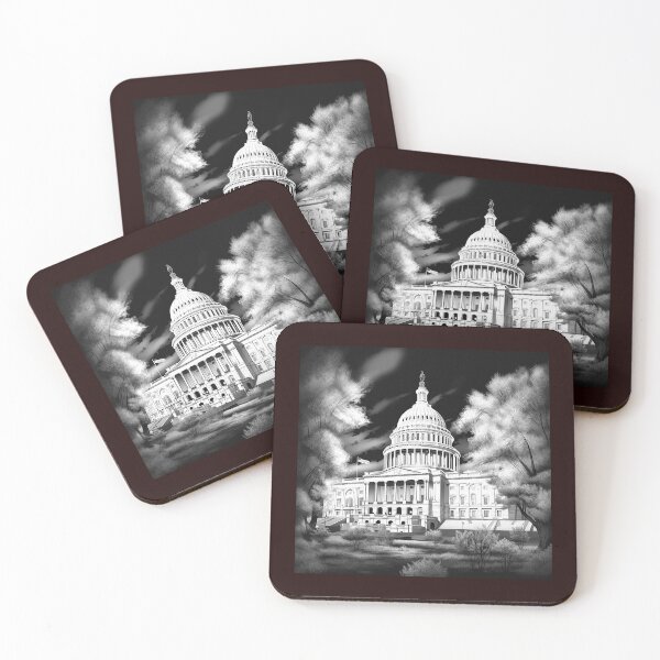 Item preview, United States Capitol Black and White Washington DC Landmark Illustration designed and sold by inkoutninja.