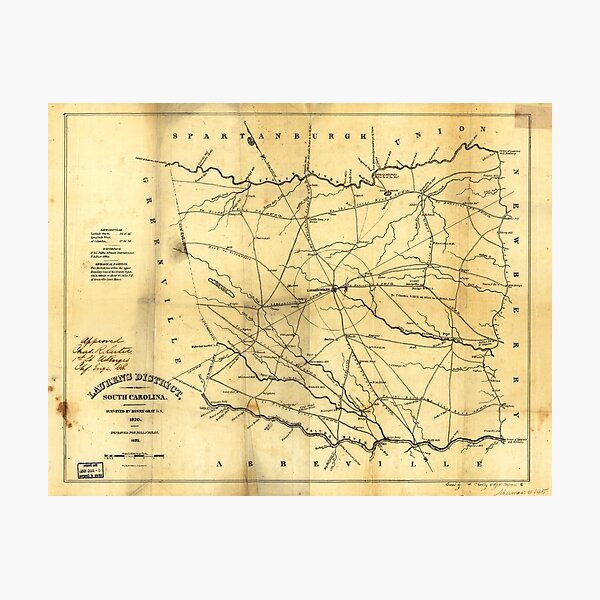 Item preview, Map of Laurens District (County), South Carolina (1820) designed and sold by allhistory.