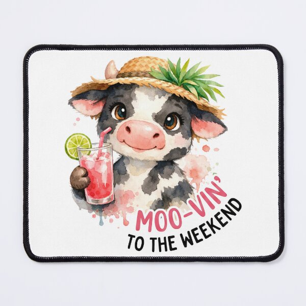 Item preview, Moovin To The Weekend Funny Summer Cow Pun designed and sold by LunaPixelStudio.