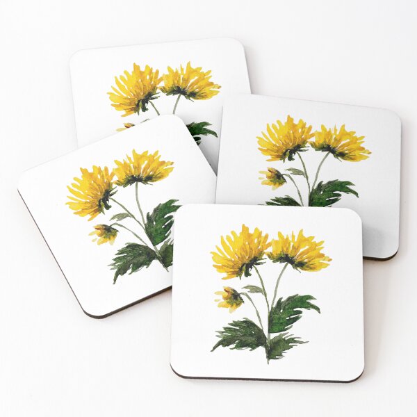 Item preview, Yellow Chrysanthemum Watercolor Floral Illustration designed and sold by Little Bloom Studio.