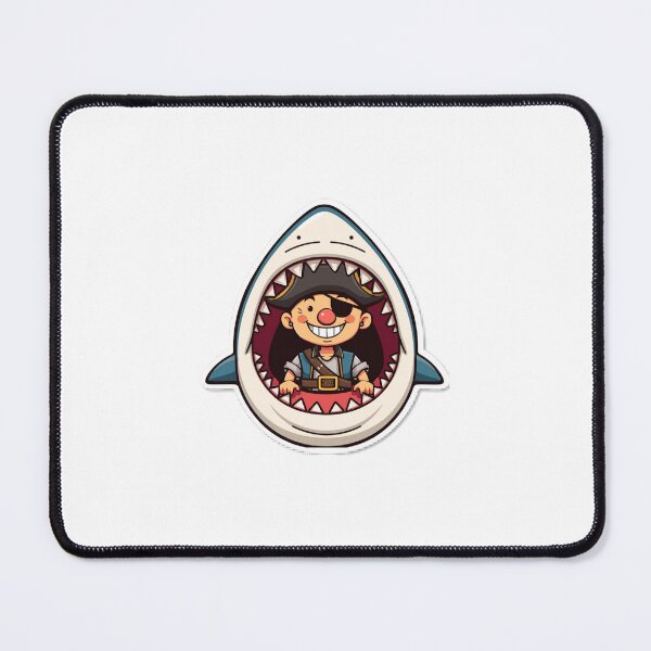 Item preview, Funny Pirate Riding Shark Mouth Cartoon Sticker designed and sold by StickifyZone69.