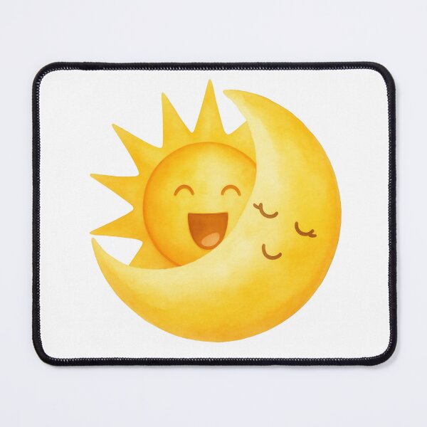 Item preview, Smiling Sun and Moon | Yellow Kawaii Wall Decor designed and sold by Little Bloom Studio.