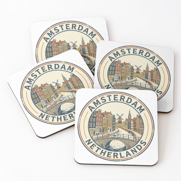 Item preview, Vintage Amsterdam Netherlands Canal Scene Art designed and sold by VelvetArchives.