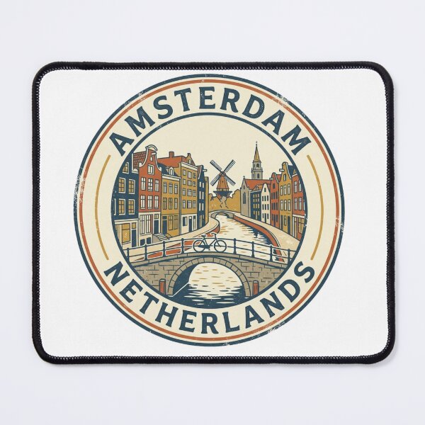 Item preview, Vintage Amsterdam Netherlands Canal Scene Art designed and sold by VelvetArchives.