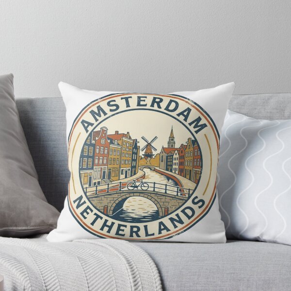 Item preview, Vintage Amsterdam Netherlands Canal Scene Art designed and sold by VelvetArchives.