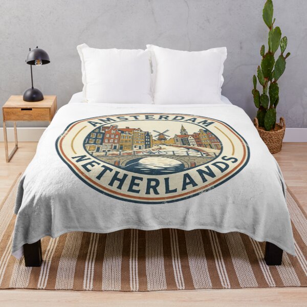 Item preview, Vintage Amsterdam Netherlands Canal Scene Art designed and sold by VelvetArchives.
