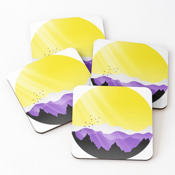 Item preview, Non Binary Sunrise Mountains Landscape pride designed and sold by FredericMolina.