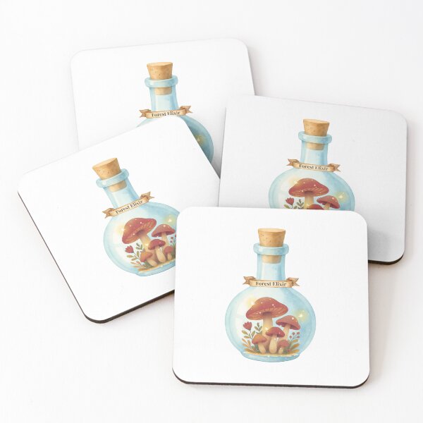 Item preview, Magical Forest Elixir Bottle with Mushrooms & Fireflies Sticker designed and sold by Little Bloom Studio.
