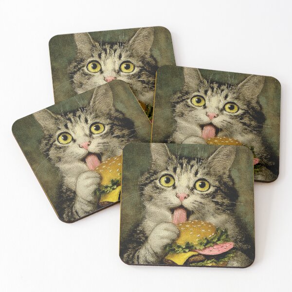 Item preview, Funny Cute Cat Trying to Eat Burger Kawaii Food Design designed and sold by Meow-Attitude.