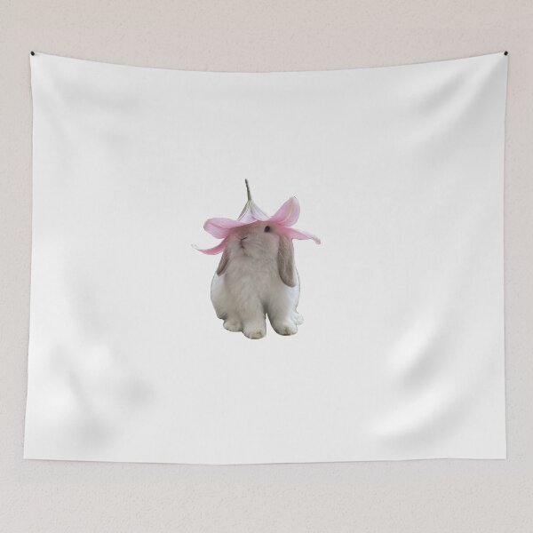 Item preview, cute spring bunny wearing a flower hat coquette girly designed and sold by mikrocosmox.