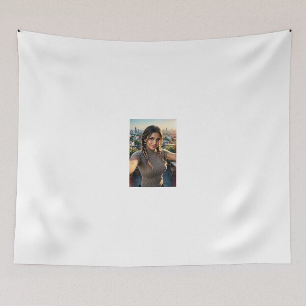 Item preview, Braided woman in turtleneck on city terrace designed and sold by CathryneDelamort.