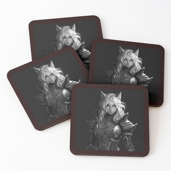Item preview, Cat Eared Fantasy Warrior Black and White Anime Style Illustration designed and sold by inkoutninja.