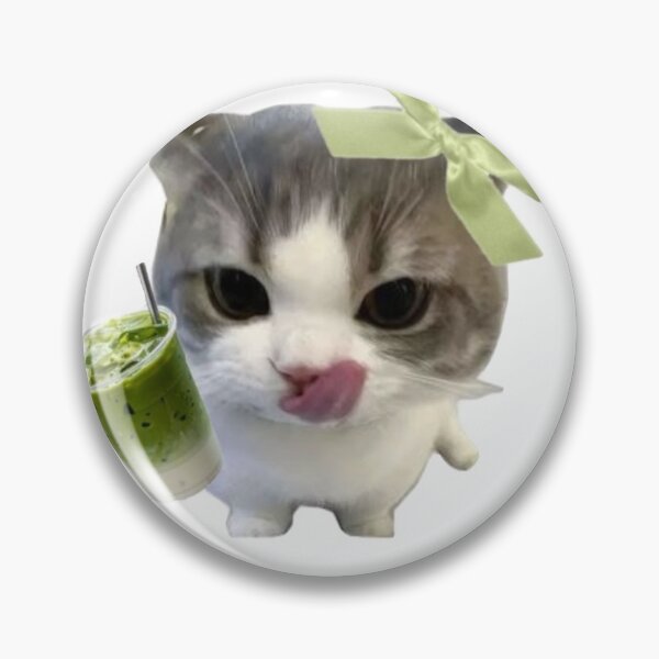Item preview, cute funnny green matcha cat meme designed and sold by mikrocosmox.