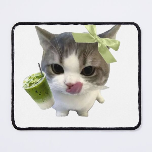 Item preview, cute funnny green matcha cat meme designed and sold by mikrocosmox.