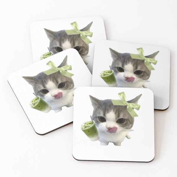 Item preview, cute funnny green matcha cat meme designed and sold by mikrocosmox.