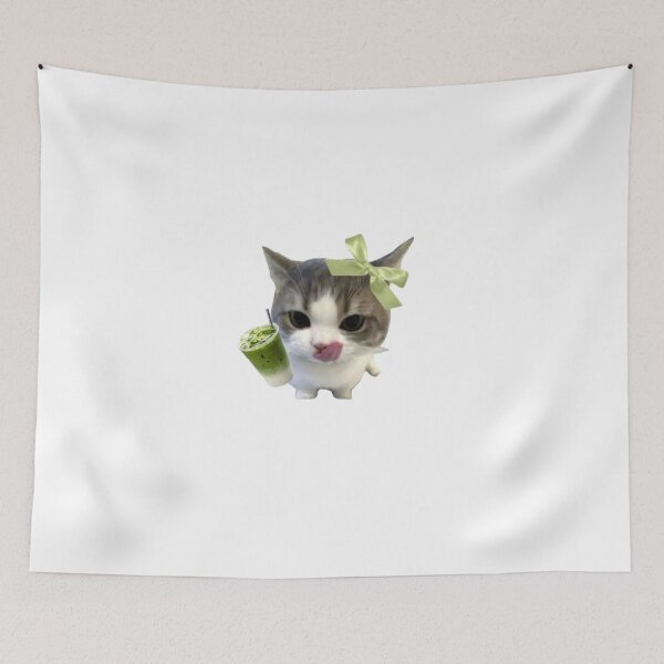 Item preview, cute funnny green matcha cat meme designed and sold by mikrocosmox.