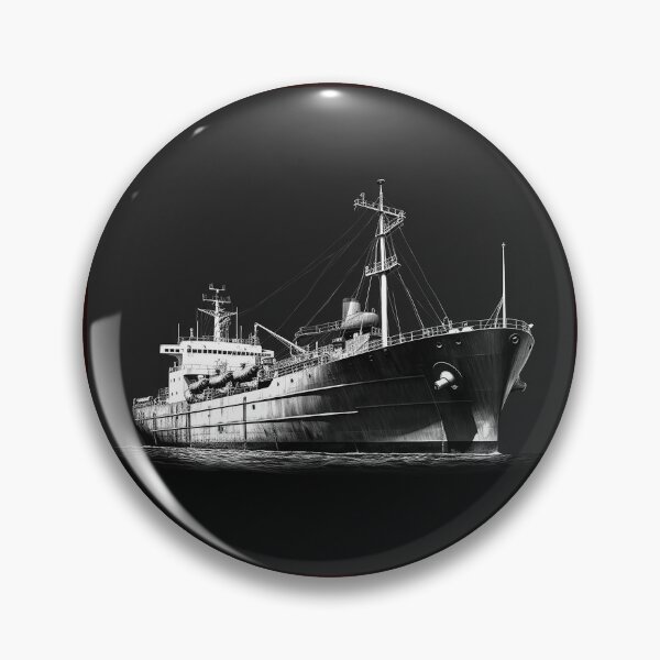 Item preview, Vintage Cargo Ship Black and White Maritime Illustration designed and sold by inkoutninja.