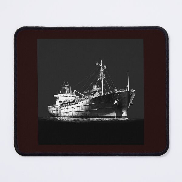 Item preview, Vintage Cargo Ship Black and White Maritime Illustration designed and sold by inkoutninja.