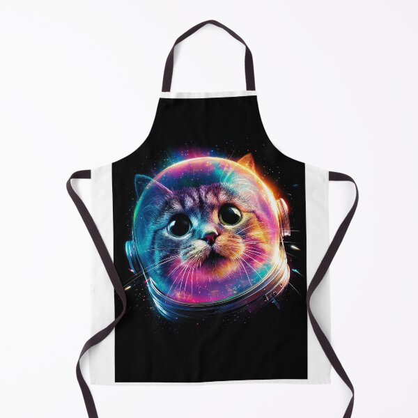 Item preview, A cat in a glowing rainbow-colored space helmet amidst the stars. designed and sold by khemjiraphoto.