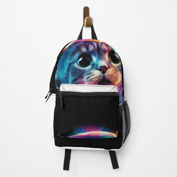 Item preview, A cat in a glowing rainbow-colored space helmet amidst the stars. designed and sold by khemjiraphoto.