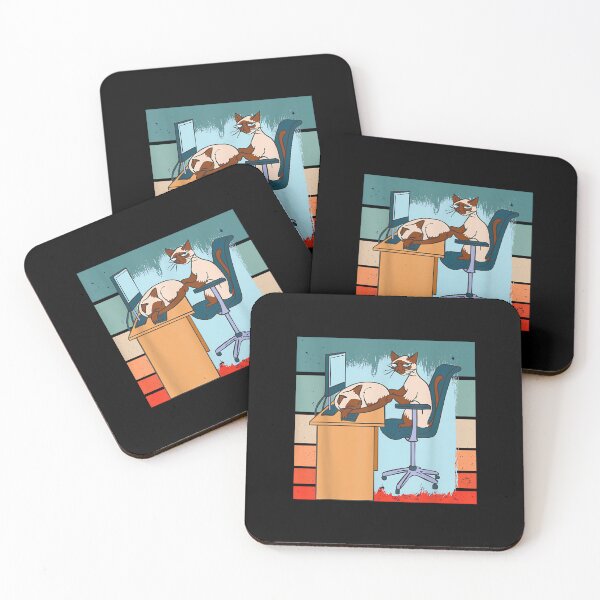 Item preview, Siamese cats work in homeoffice from home keyboard office designed and sold by JamesARager.