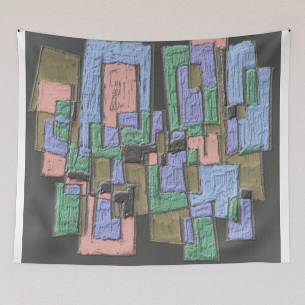 Item preview, cityscape cubism dark hue white colorful geometric abstract design designed and sold by SmashingDeals.
