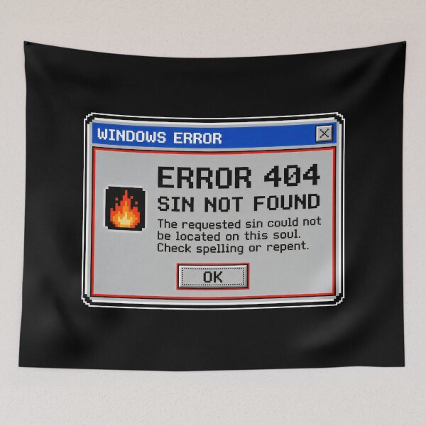 Item preview, Error 404 Sin Not Found Retro Pixel Soul designed and sold by SplashTastic.