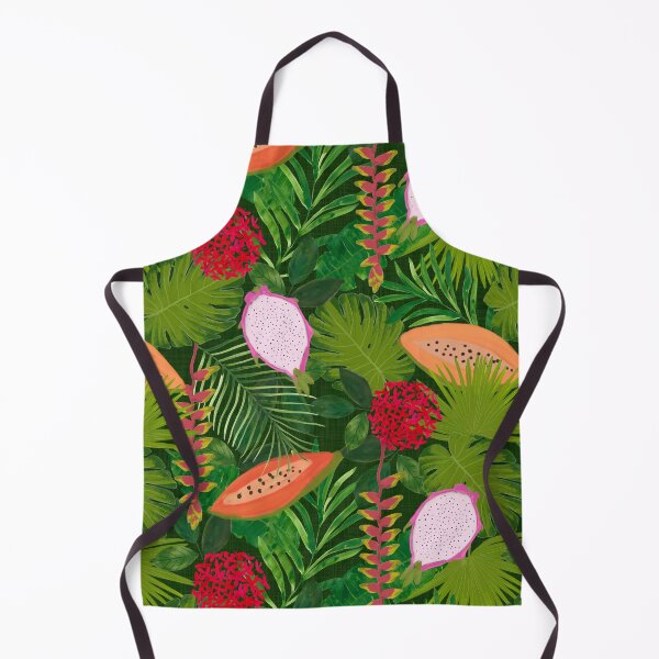 Item preview, Tropical jungle of lush greenery fruits and florals designed and sold by PrettywithColor.