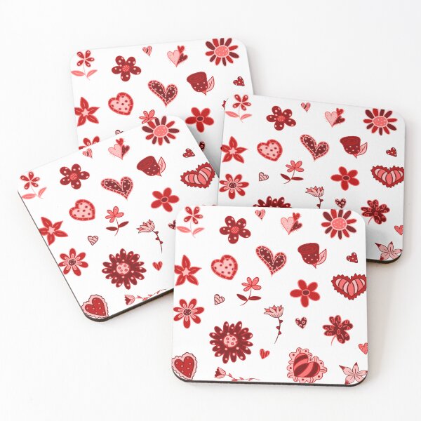 Item preview, Whimsy Polka Dot Red Heart Flower Pattern designed and sold by Greatbluewhale3.