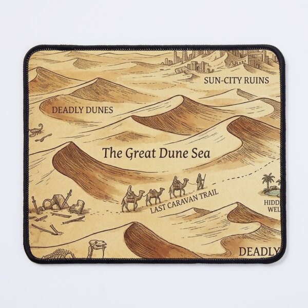Item preview, The Sunscorched Sands - Vintage Desert Fantasy Map Pattern designed and sold by InnerwayStudio.