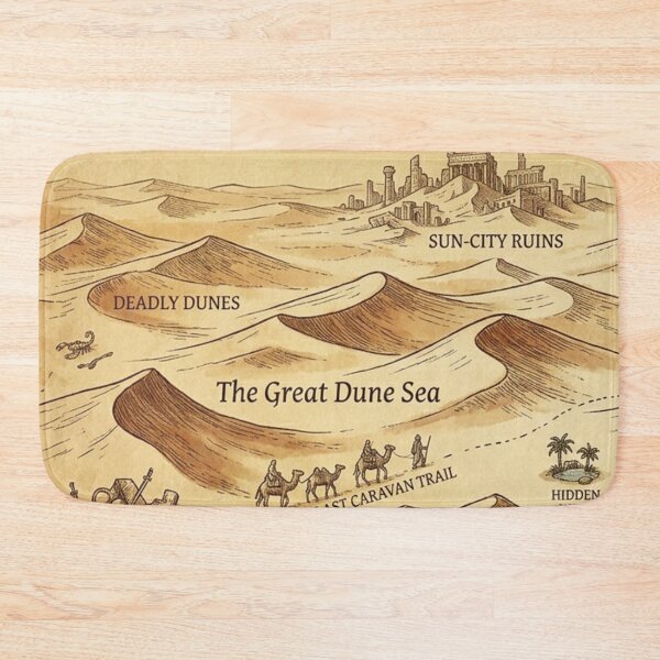 Item preview, The Sunscorched Sands - Vintage Desert Fantasy Map Pattern designed and sold by InnerwayStudio.