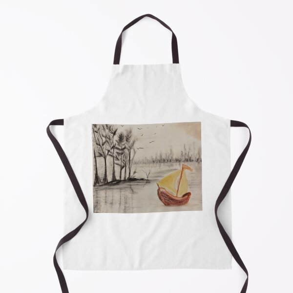 Item preview, Sailing Toward Stillness – Handmade Oil Pastel Boat Landscape Art designed and sold by MyArtYourProducts.