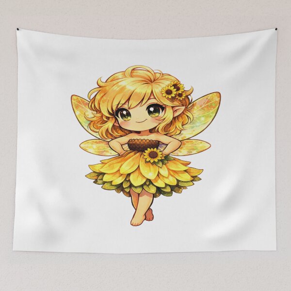 Item preview, Cute Sunflower Fairy Chibi - Kawaii Summer Pixie Sticker designed and sold by FatmaElhofy.
