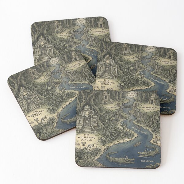 Item preview, The Whispering Jungle - Vintage Tropical Fantasy Map Pattern designed and sold by InnerwayStudio.
