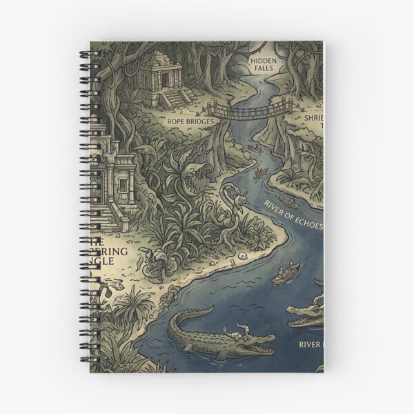 Item preview, The Whispering Jungle - Vintage Tropical Fantasy Map Pattern designed and sold by InnerwayStudio.