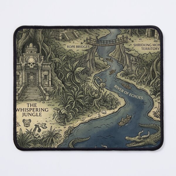 Item preview, The Whispering Jungle - Vintage Tropical Fantasy Map Pattern designed and sold by InnerwayStudio.