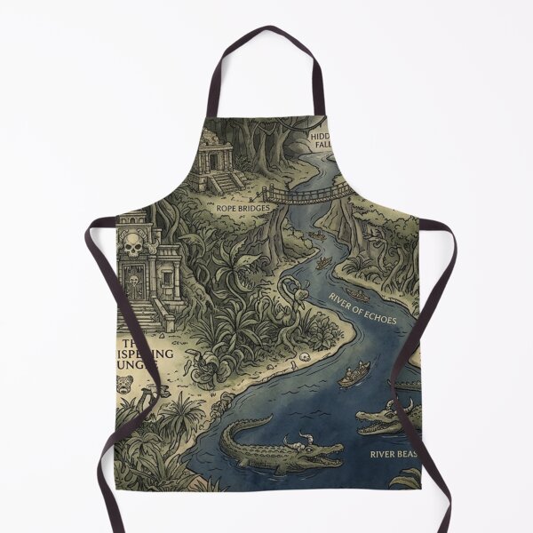 Item preview, The Whispering Jungle - Vintage Tropical Fantasy Map Pattern designed and sold by InnerwayStudio.