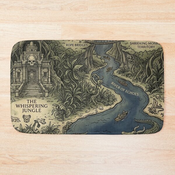 Item preview, The Whispering Jungle - Vintage Tropical Fantasy Map Pattern designed and sold by InnerwayStudio.