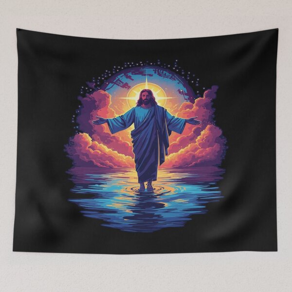 Item preview, Jesus walking on the Water as the Sunset Savior  designed and sold by Cre8andRecre8.