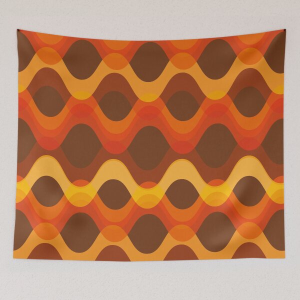 Item preview, Retro 70s Wavy Pattern - warm brown and orange designed and sold by JMgraphic.
