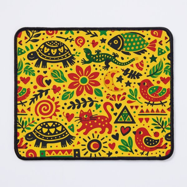 Item preview, Sunny Safari Patchwork - African Folk Animals and Tribal Sun Pattern designed and sold by myforestfog.