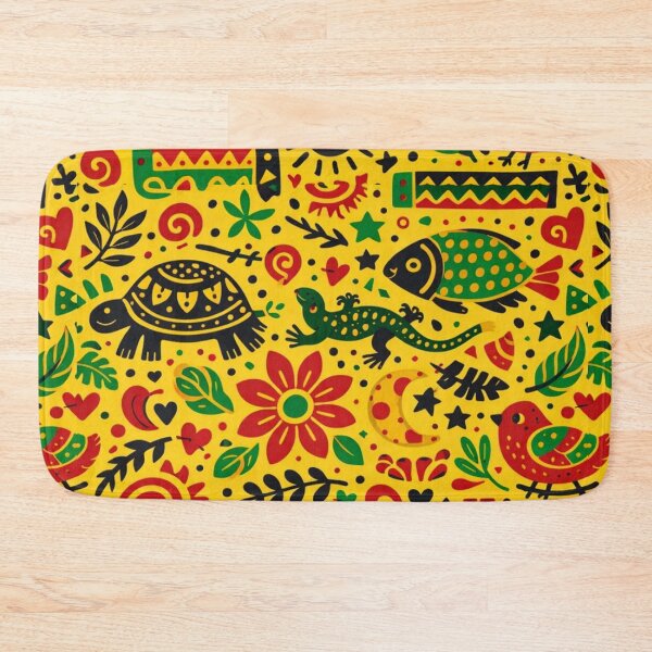 Item preview, Sunny Safari Patchwork - African Folk Animals and Tribal Sun Pattern designed and sold by myforestfog.